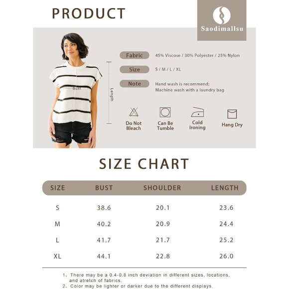 Womens Cap Sleeve Tank Tops Striped Crew Neck Casual Loose Fit Spring - Picture 7 of 7